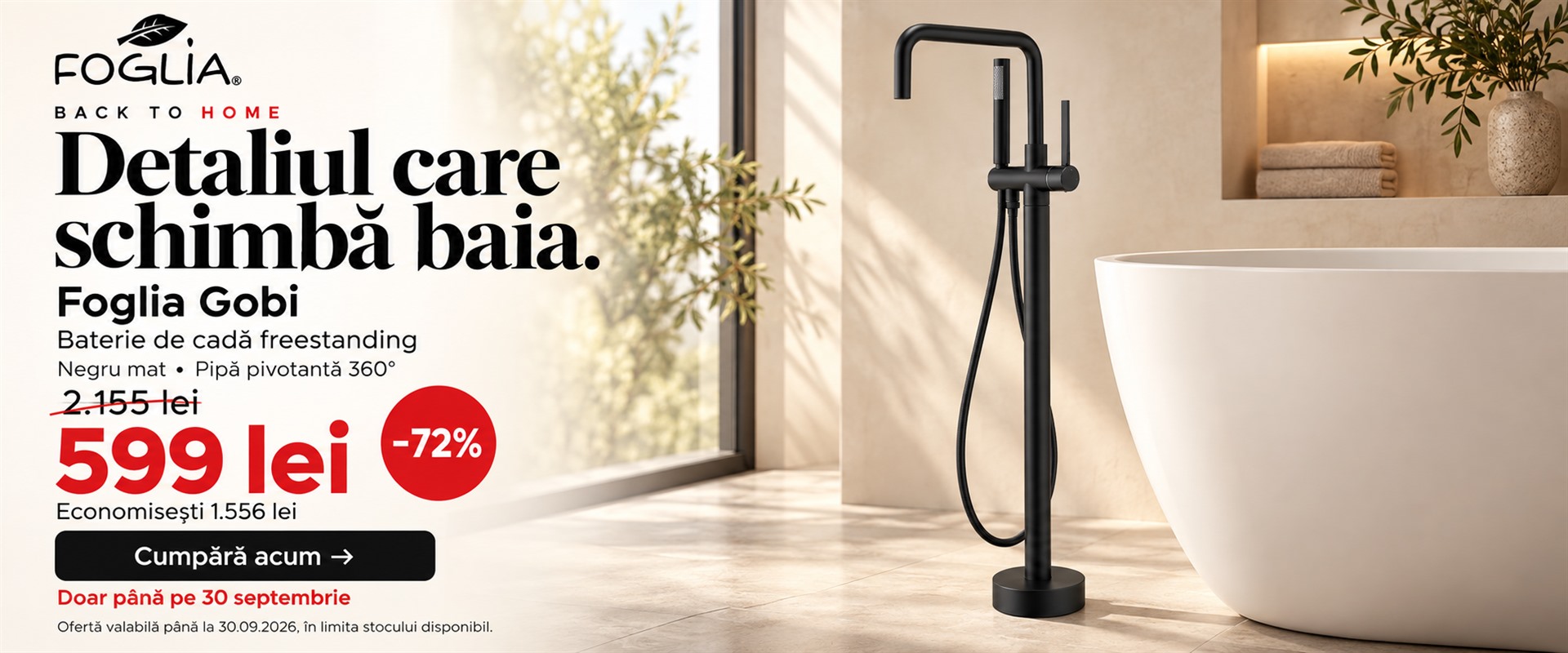 Baterie cada freestanding neagra