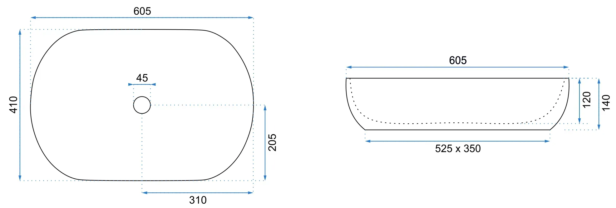 Lavoar oval Rea CLEO , alb/auriu, ceramică lucioasă, 60,5 x 41 cm [5]