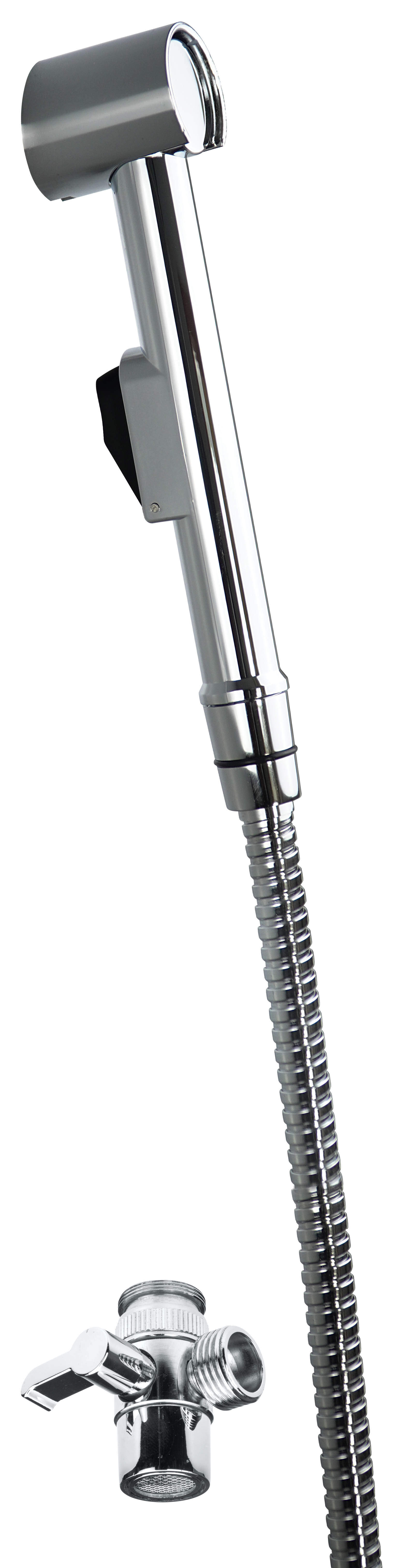 Baterii bideu - Set baterie bideu, cu comutator de dus si suport fix de perete, crom, Deante Bidetta