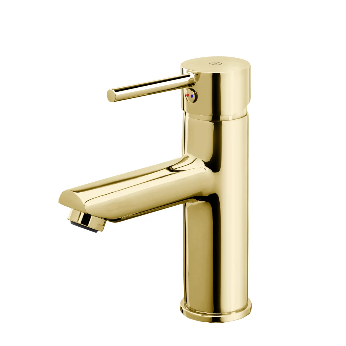 Baterie pentru lavoar cu ventil click-clack inclus, pipa fixa, auriu lucios, FDesign Flusso [0]