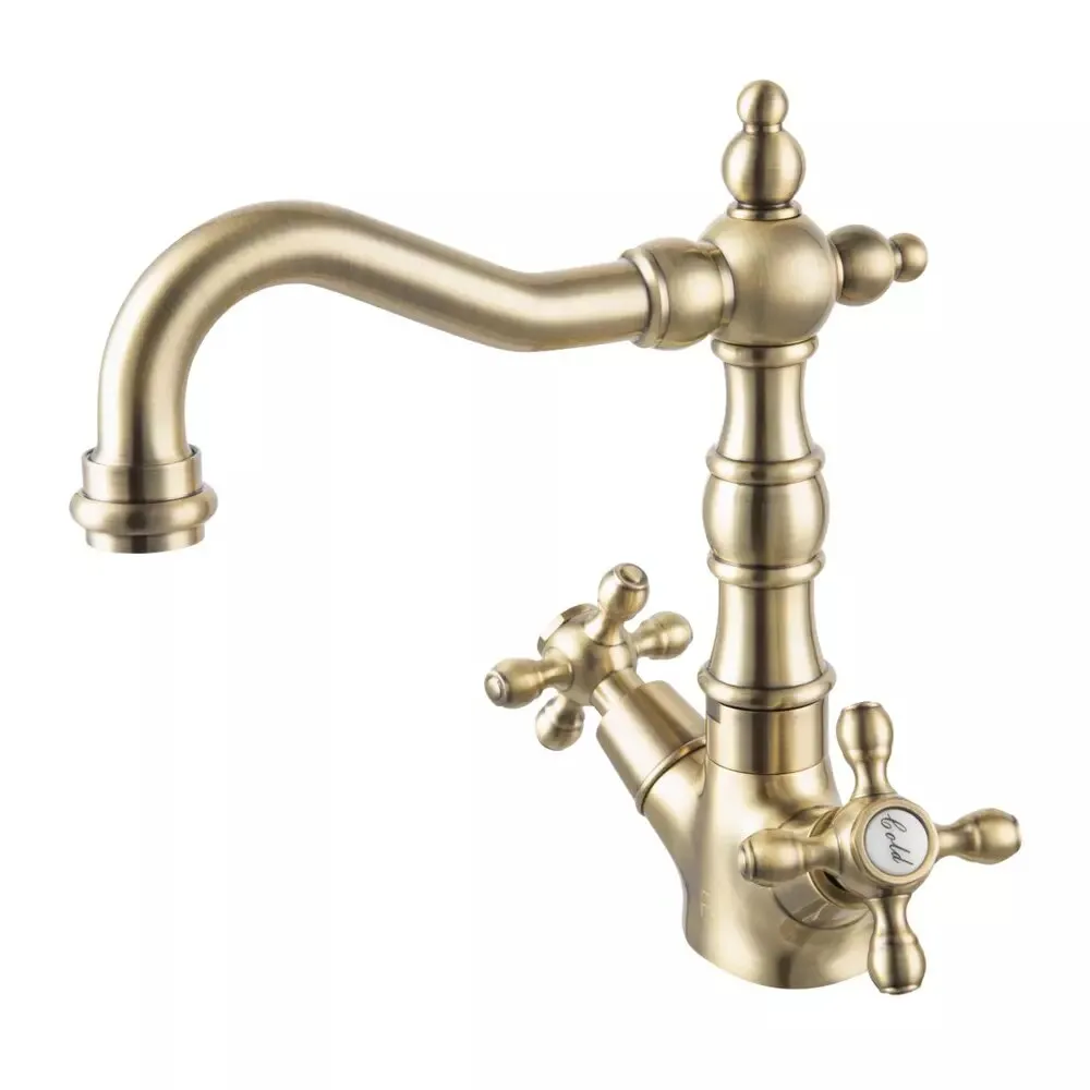 Baterii clasice bucatarie - Baterie bucatarie cu pipa tip lebada, bronz, FDesign Lacrima