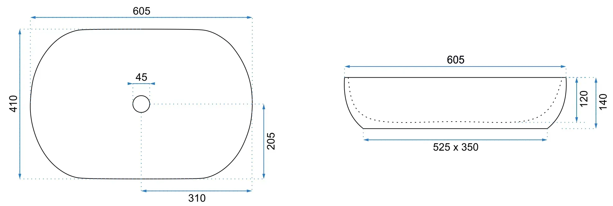 Lavoar oval Rea Cleo, imitatie piatră, alb/negru, ceramică premium, 60,5 x 41 cm [5]