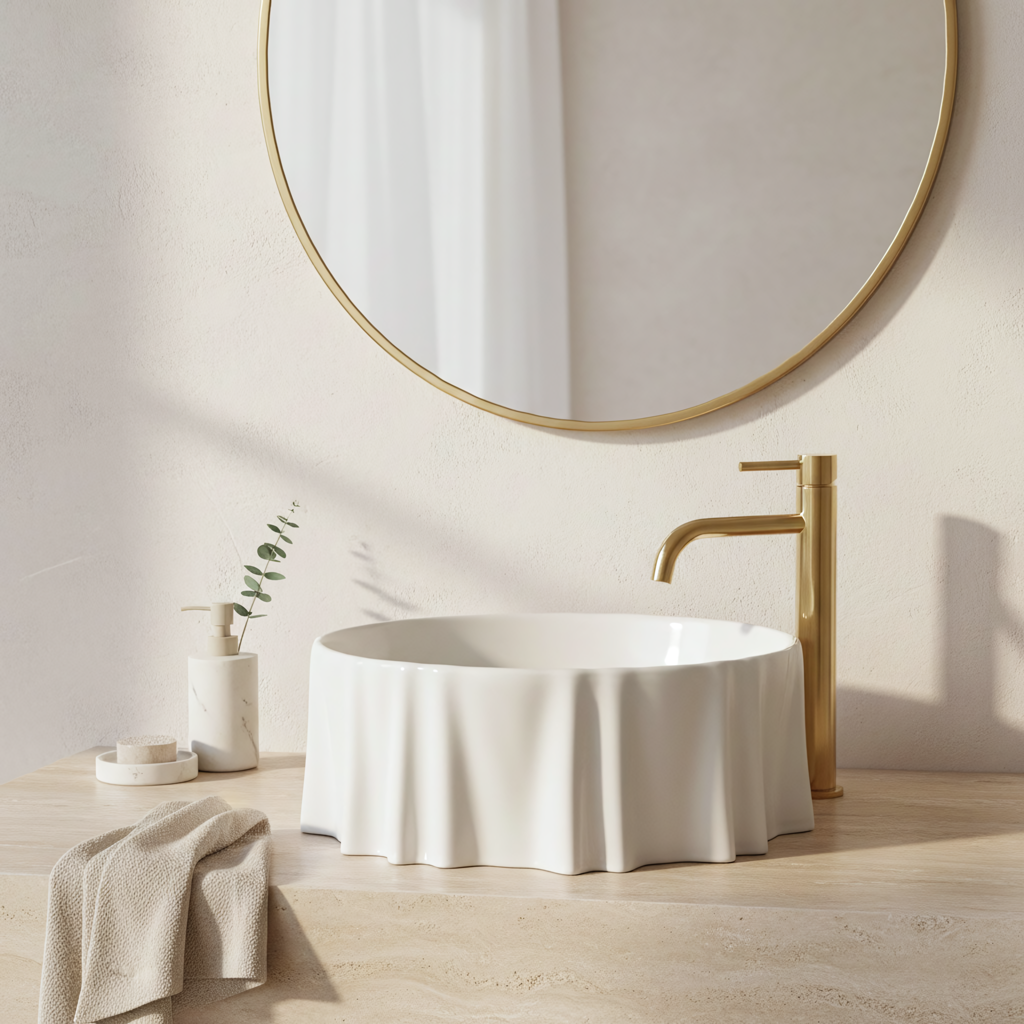 Lavoar baie 42 cm, alb lucios, rotund, Rea Anastazja [4]