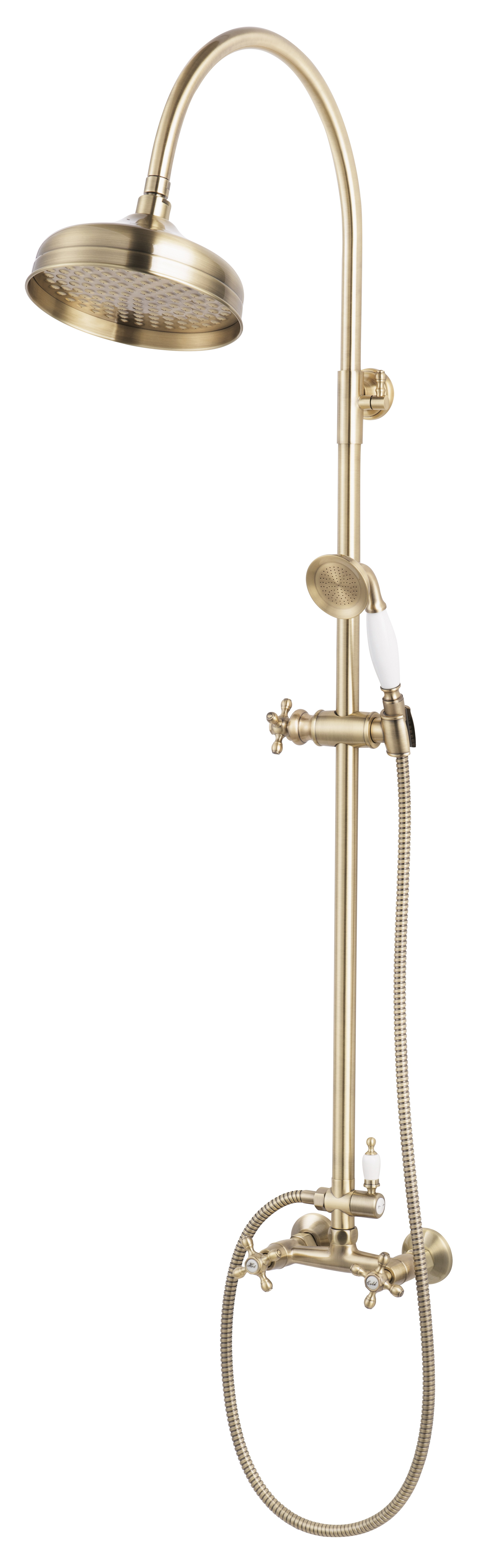 Coloana de dus FDesign Lacrima, baterie dubla comanda, bronz periat [2]