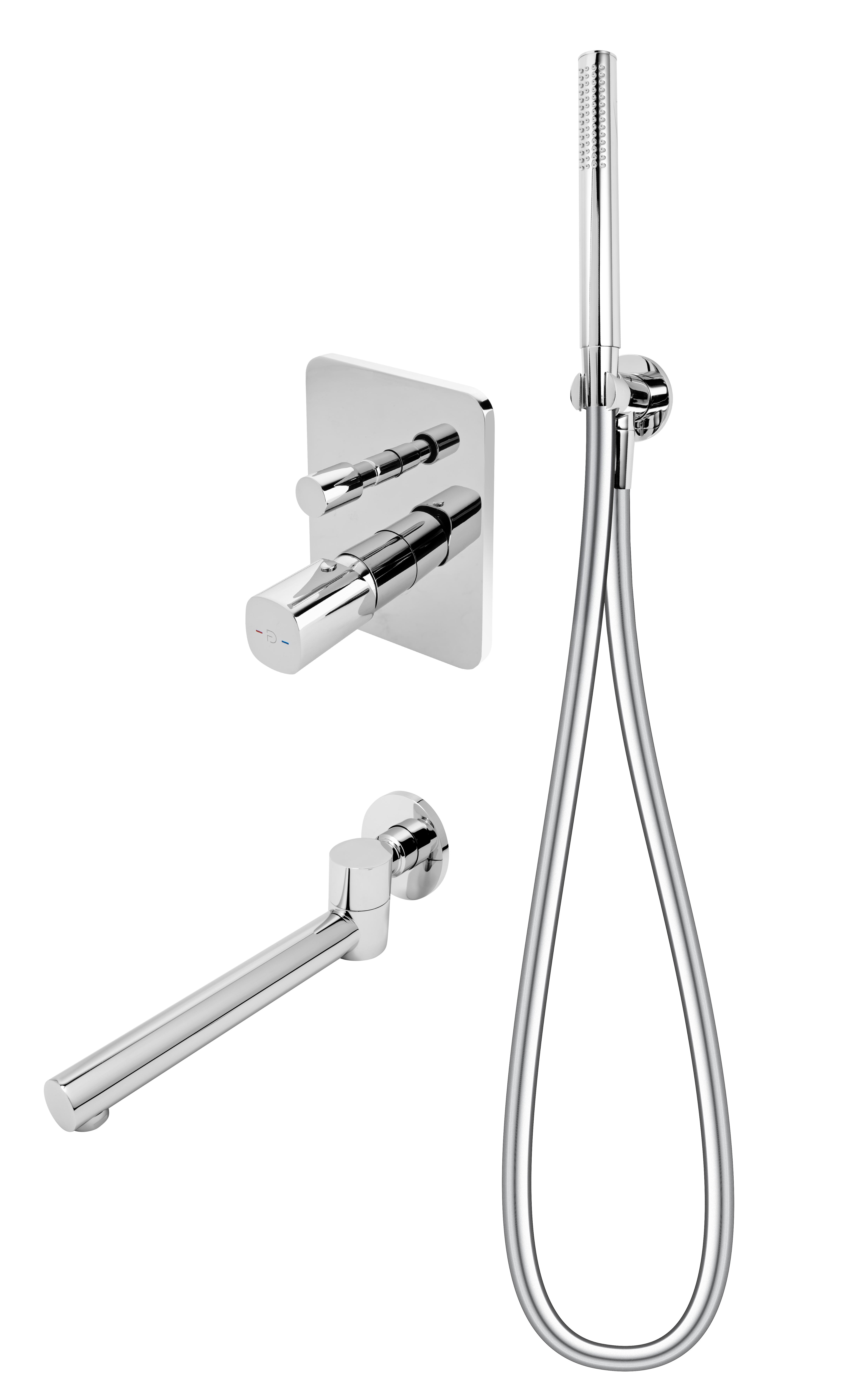Set de dus incastrat FDesign Meandro, cu pipa cada pivotanta, crom lucios [3]