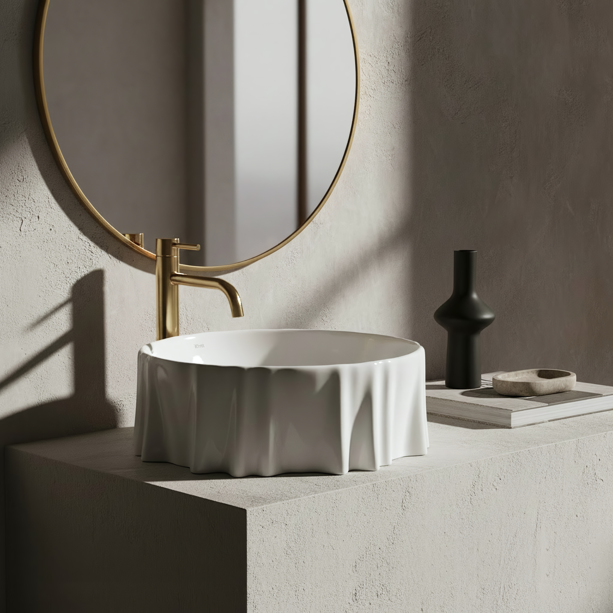 Lavoar baie 42 cm, alb lucios, rotund, Rea Anastazja [6]