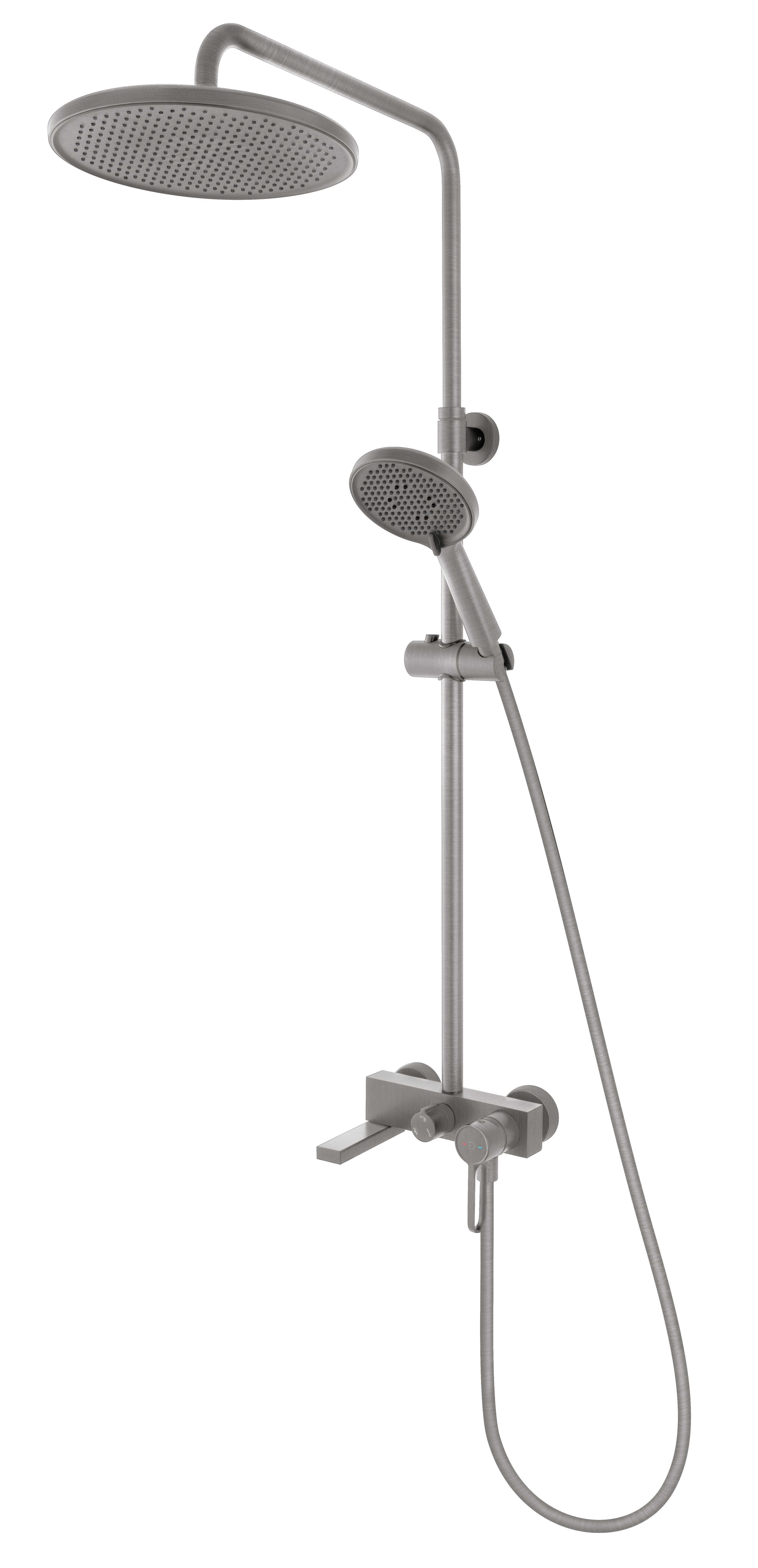 Sisteme de dus - Coloana dus Zaffiro, cu baterie cada/dus, bara dus reglabila, cap de dus fix, para si furtun de dus, gun metal