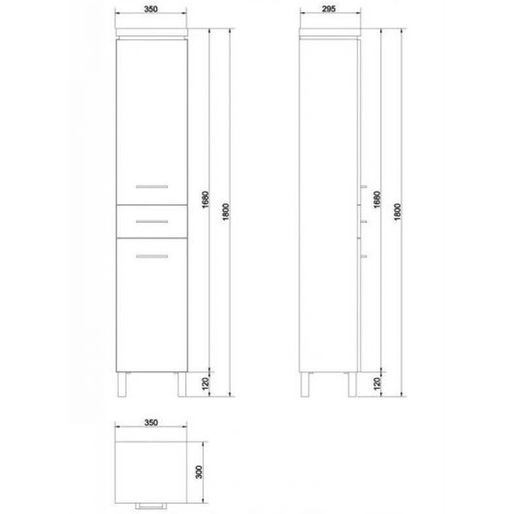 Dulap baie Cersanit Olivia, 2 usi si un sertar, 180 cm, alb [2]