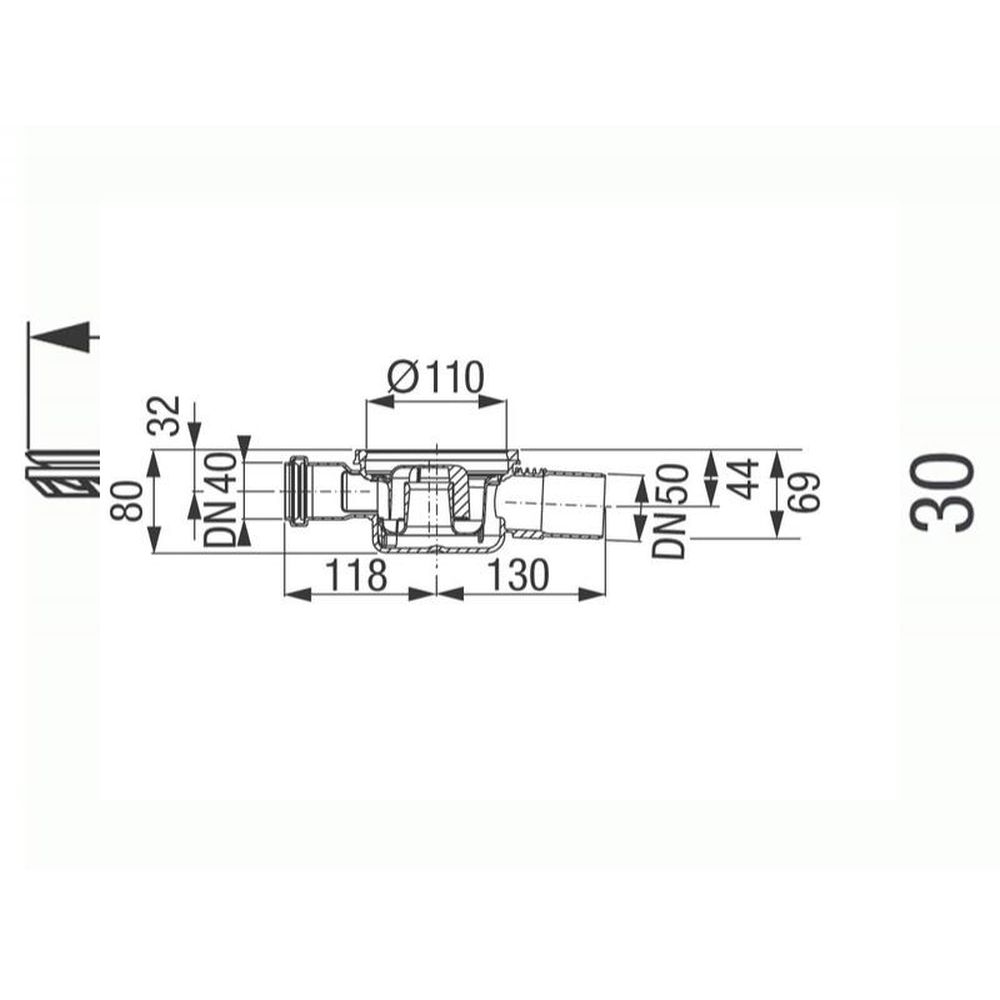 Corp sifon baie cu evacuare laterala si racord lateral Kessel, System 100 [2]