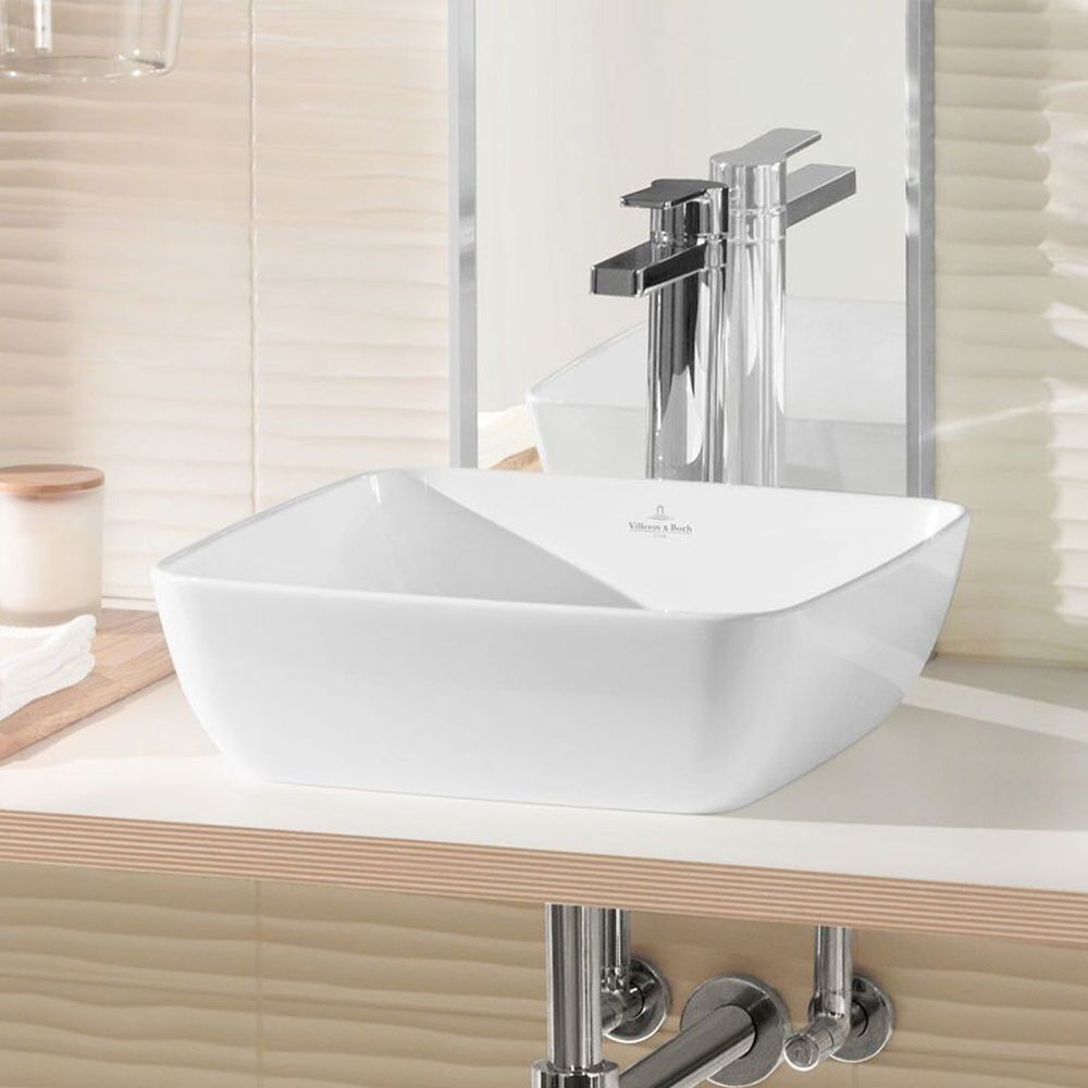 Lavoar pe blat alb lucios 41 cm, patrat, Villeroy & Boch Artis [2]