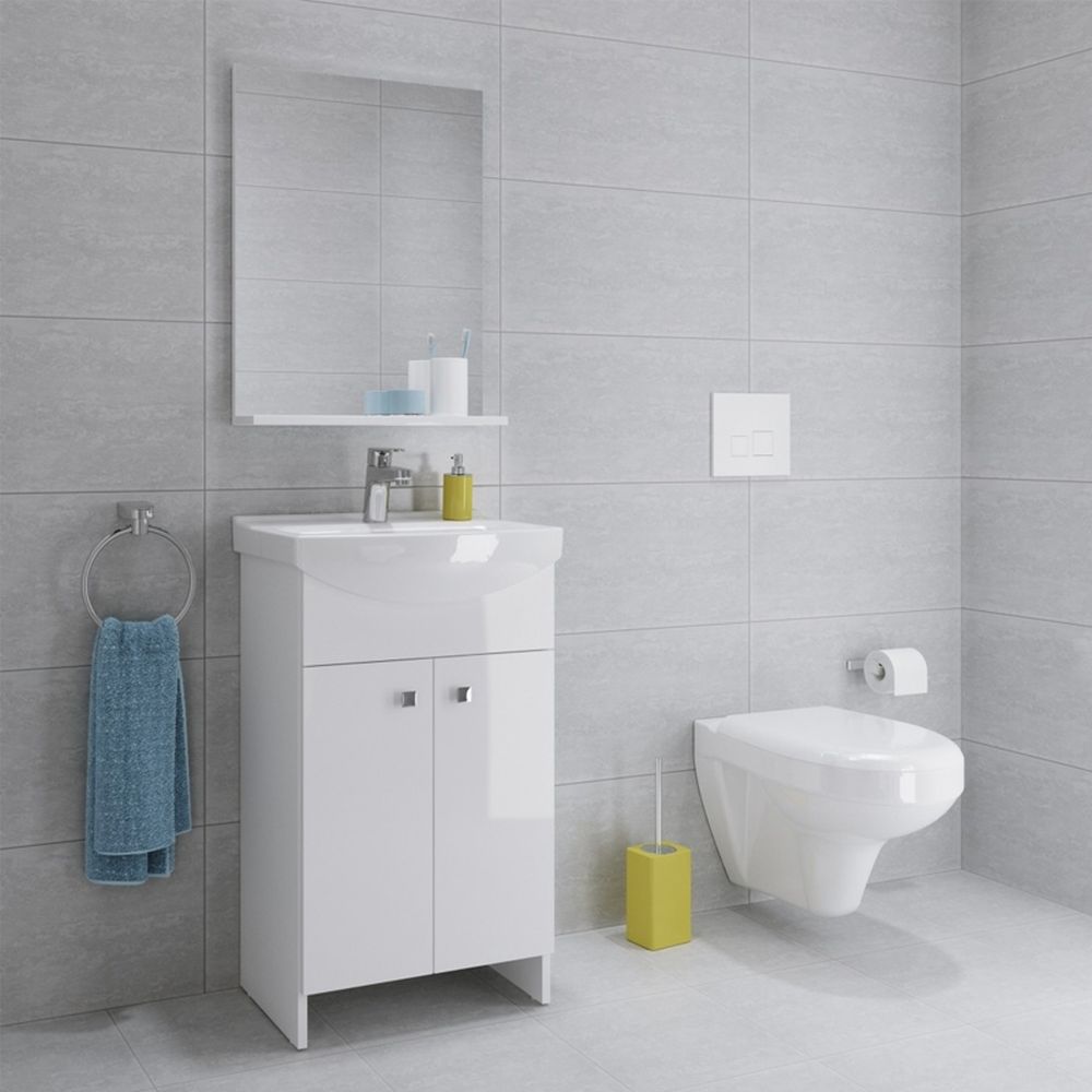 Set mobilier baie cu lavoar si dulap cu 2 usi, 60.5 x 41.5, Cersanit, Sati [3]