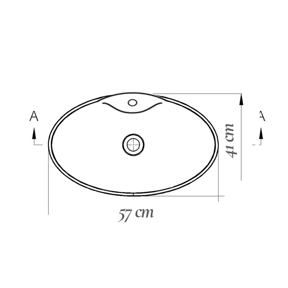 Lavoar pe blat alb lucios 57 cm, oval, orificiu baterie, Fluminia Tamisa [8]