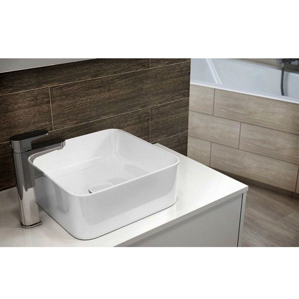 Lavoar pe blat alb lucios 35 cm, patrat, Cersanit Crea [3]