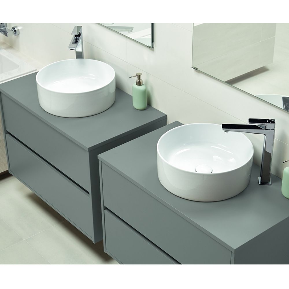 Lavoar pe blat alb 38 cm, rotund, Cersanit Crea [4]
