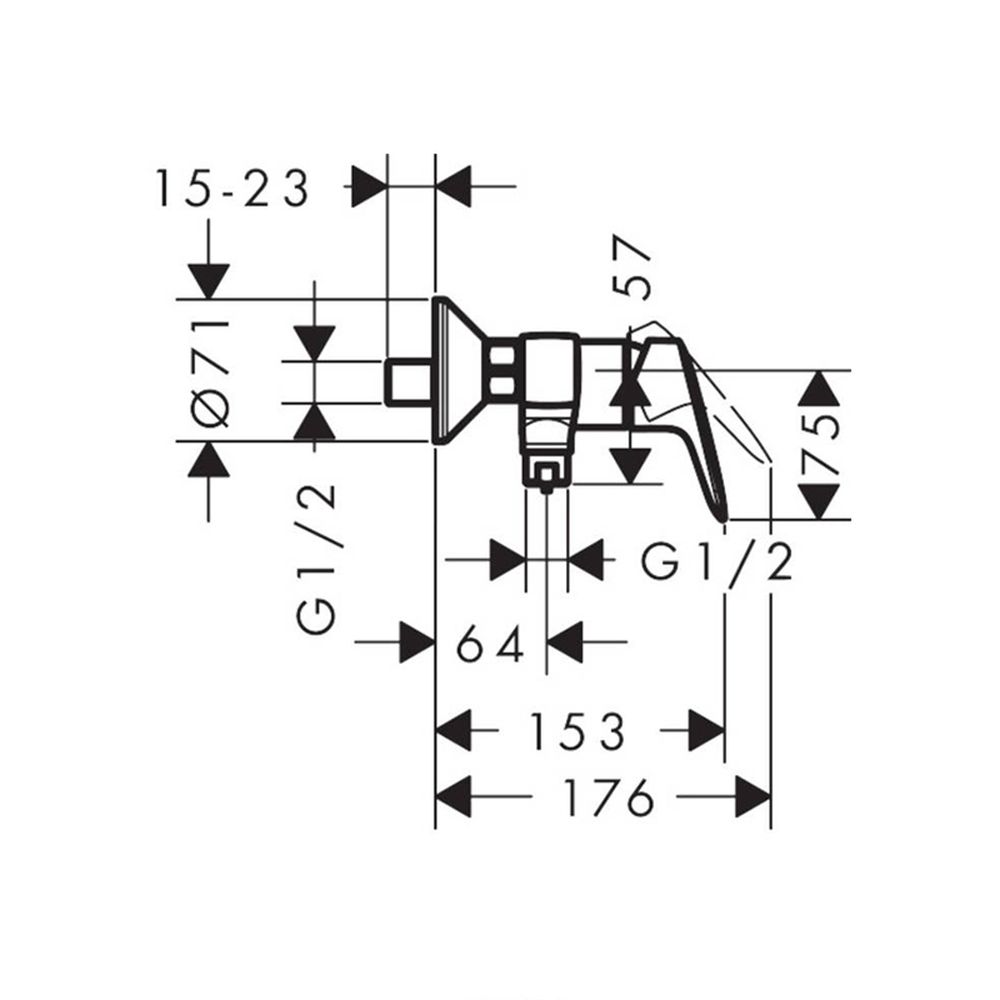 Baterie dus culoare crom Hansgrohe, Logis [5]