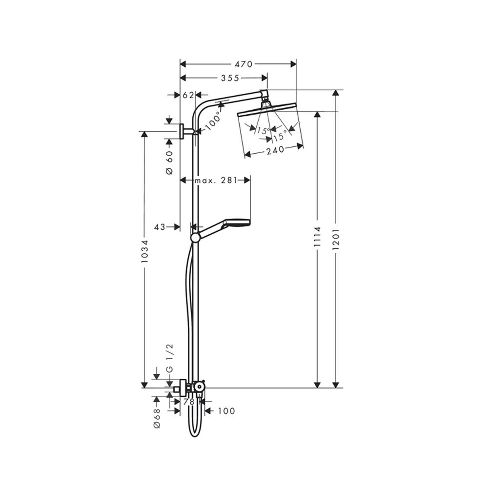 Coloana de dus cu termostat culoare crom Hansgrohe, Crometta E 240 [4]