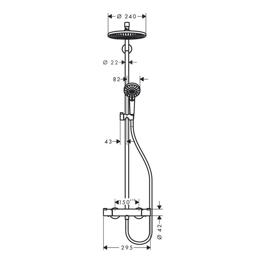 Coloana de dus cu baterie termostata, culoare crom, Hansgrohe Crometta S240 [5]