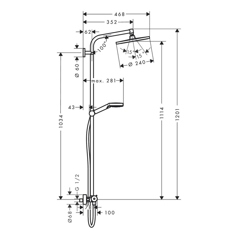 Coloana de dus cu baterie termostata, culoare crom, Hansgrohe Crometta S240 [6]