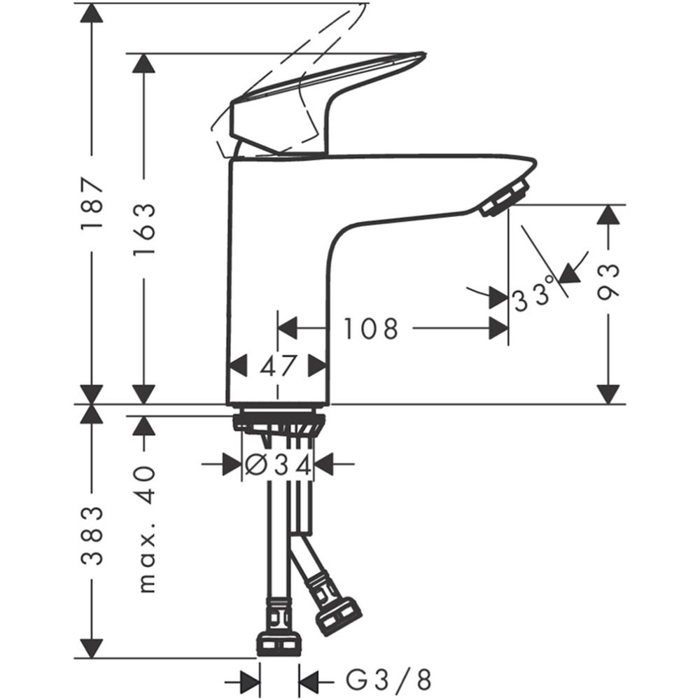 Baterie lavoar cu ventil crom, Hansgrohe, Logis 100 [4]