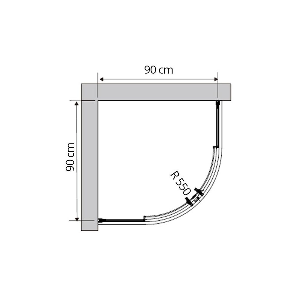 Cabina dus semirotunda crom 90x90 cm, Mediterraneo Meda [2]