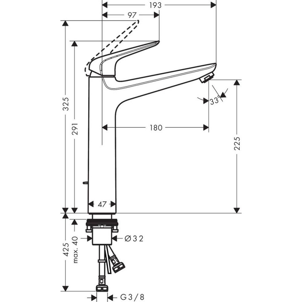 Baterie lavoar culoare crom, fara ventil, Hansgrohe, Novus [3]