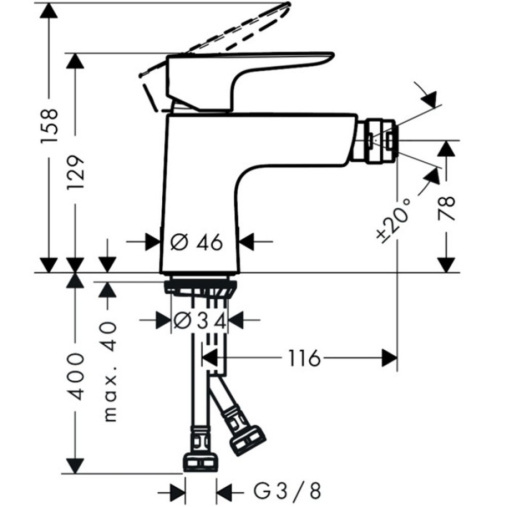 Baterie bideu cu ventil culoare bronz periat Hansgrohe, Talis Select E [2]