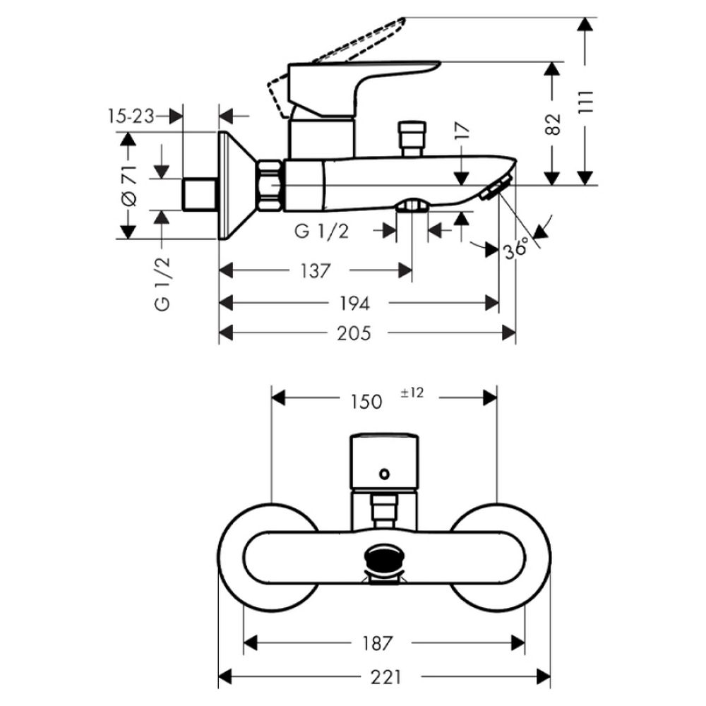 Baterie cada sau dus alba Hansgrohe, Talis Select E [2]
