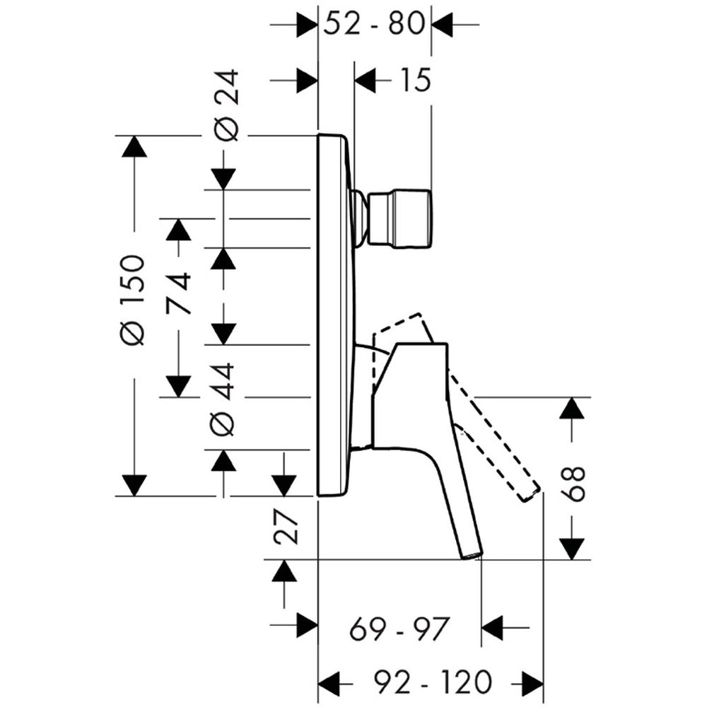 Baterie cada incastrata crom Hansgrohe, Talis S [2]