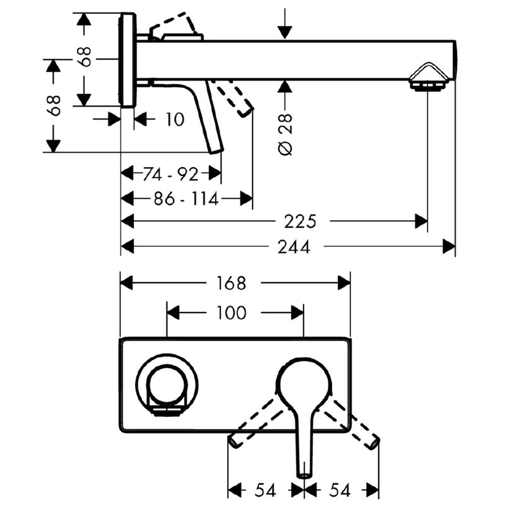 Baterie lavoar cu montaj pe perete, culoare crom, Hansgrohe, Talis S [2]