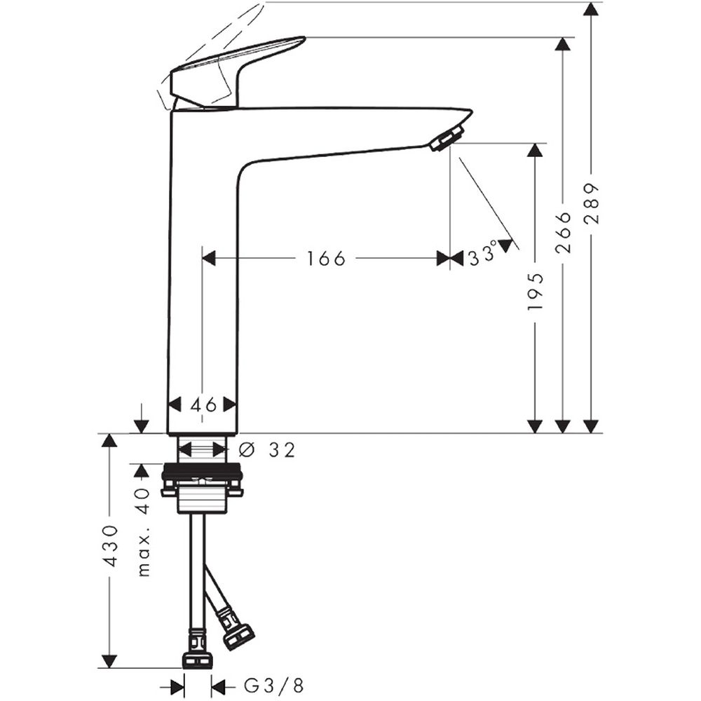 Baterie lavoar culoare crom, Hansgrohe, Logis 190 [4]