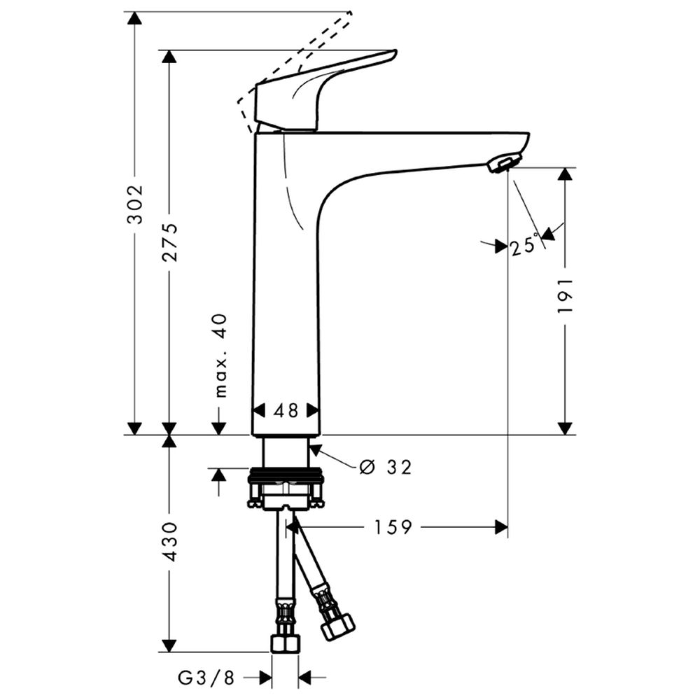 Baterie lavoar culoare crom HANSGROHE, Focus 190 [2]