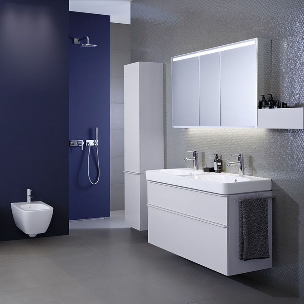 Lavoar baie dublu pe mobilier alb 120 cm Geberit Smyle Square [2]