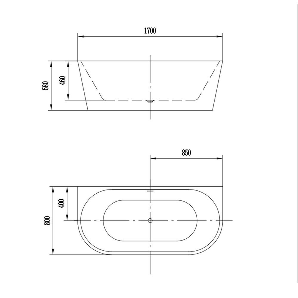 Cada baie freestanding 170 x 80 cm lipita de perete Florida, Beatrice [4]