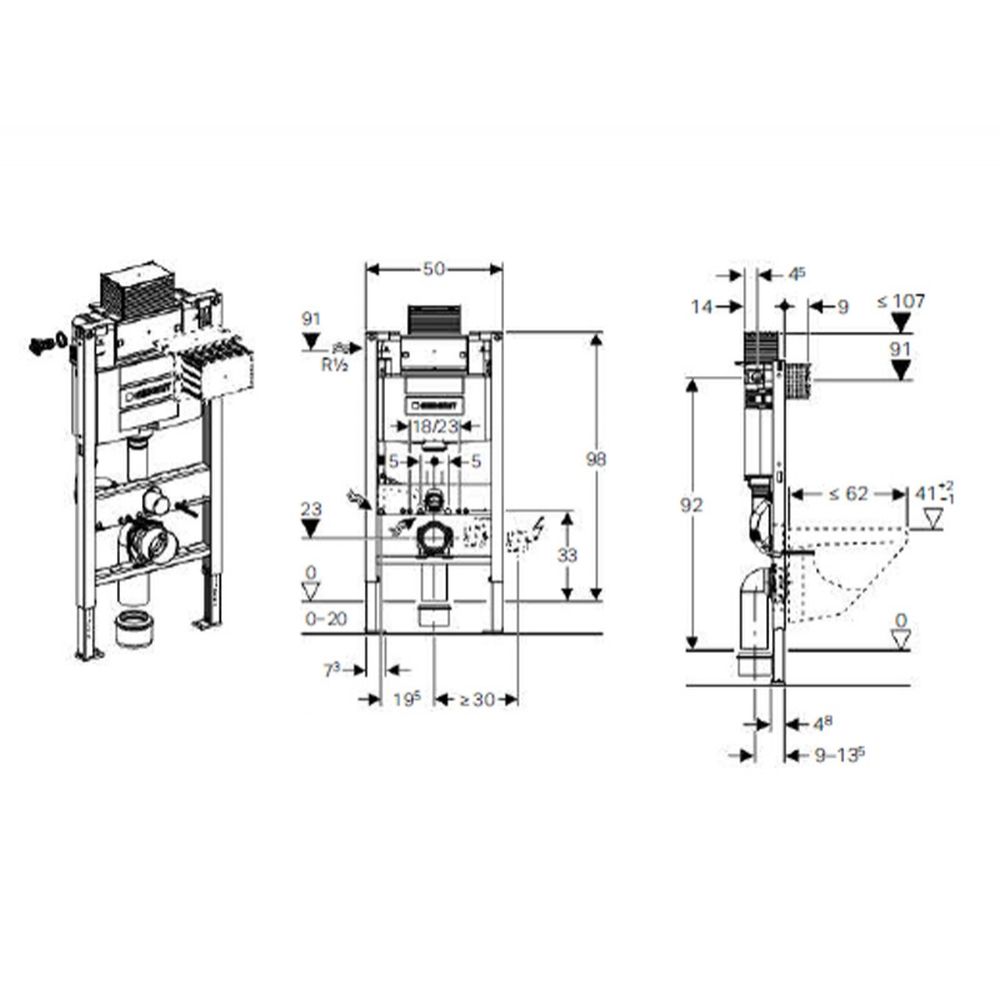 Cadru wc suspendat Duofix 98 cm cu rezervor incastrat Geberit Omega [2]