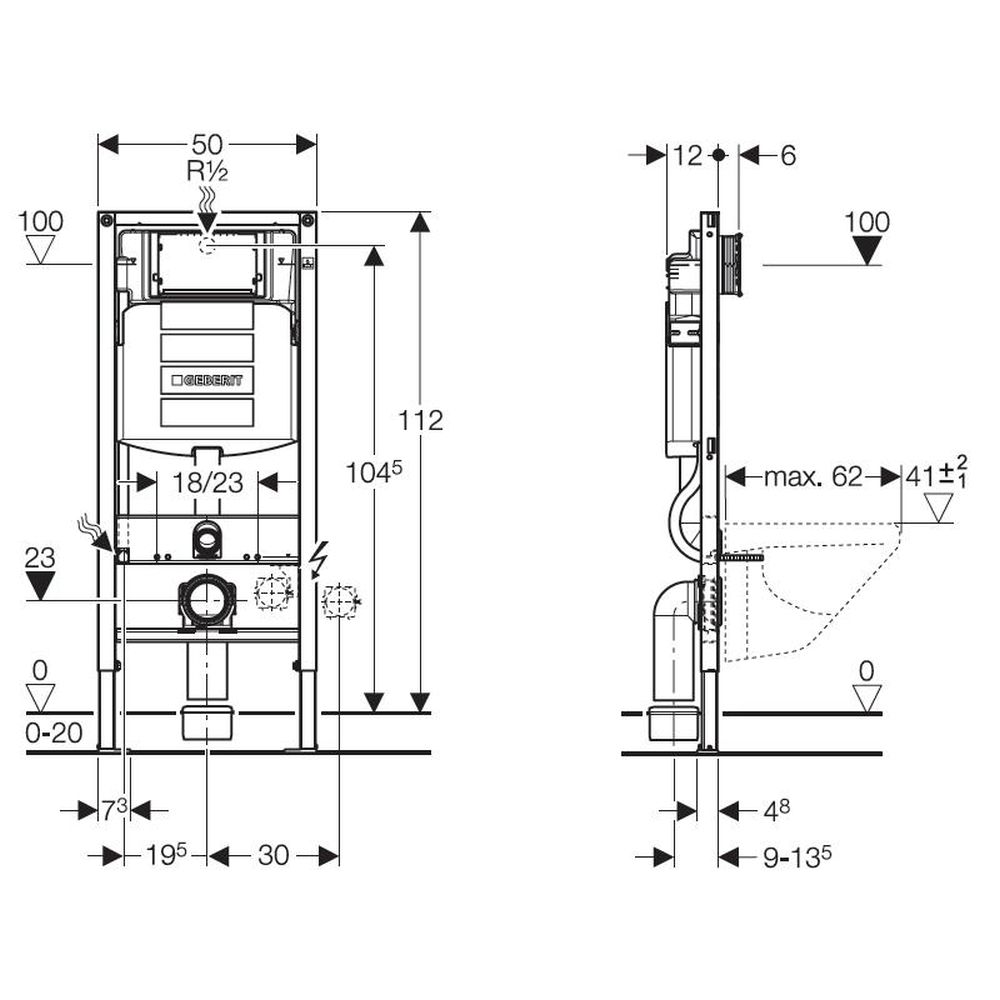 Cadru wc suspendat Geberit Duofix 112 cm cu rezervor incastrat Sigma 12 cm [3]