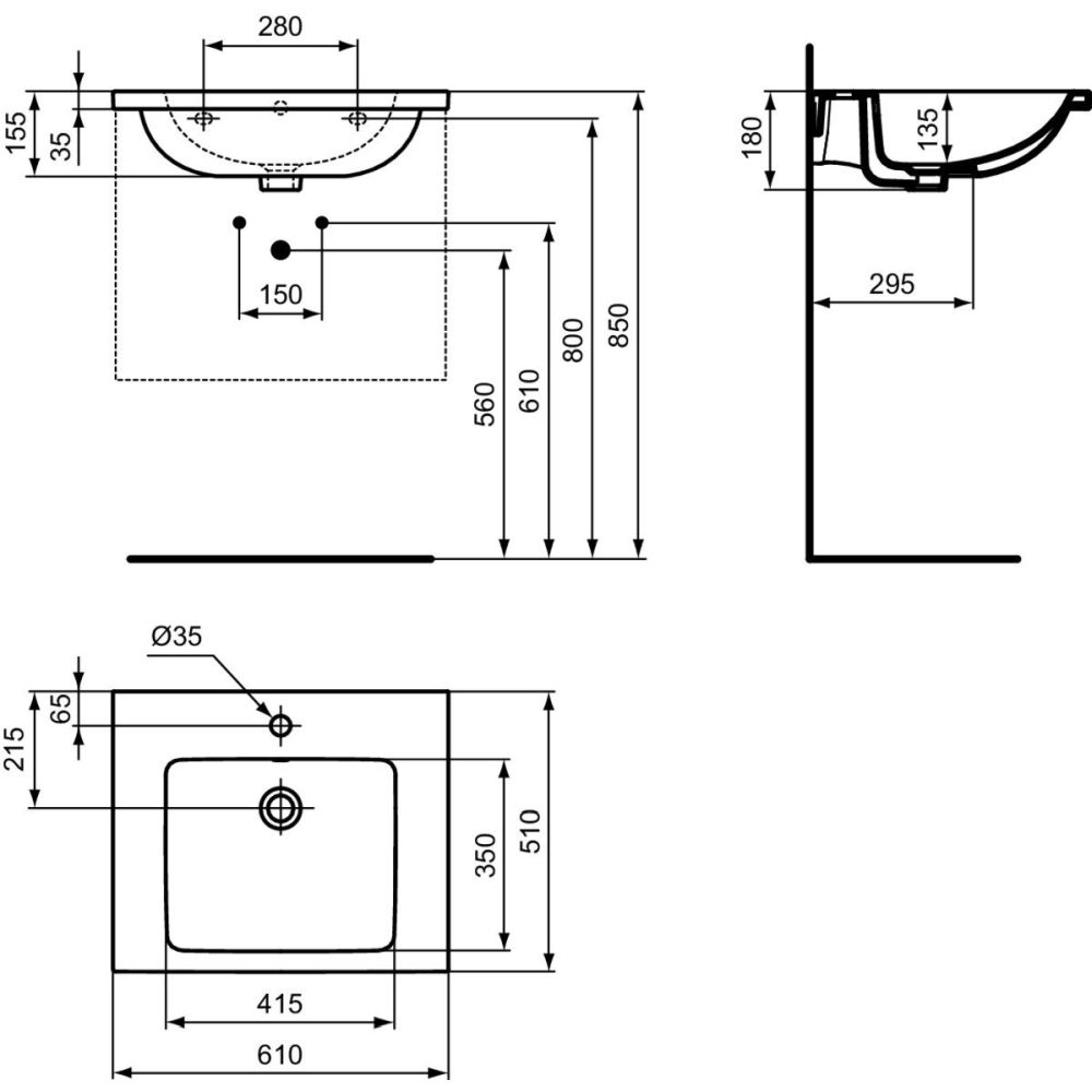 Set dulap baie suspendat gri Ideal Standard i.Life S cu lavoar inclus 60 cm gri si maner negru [4]