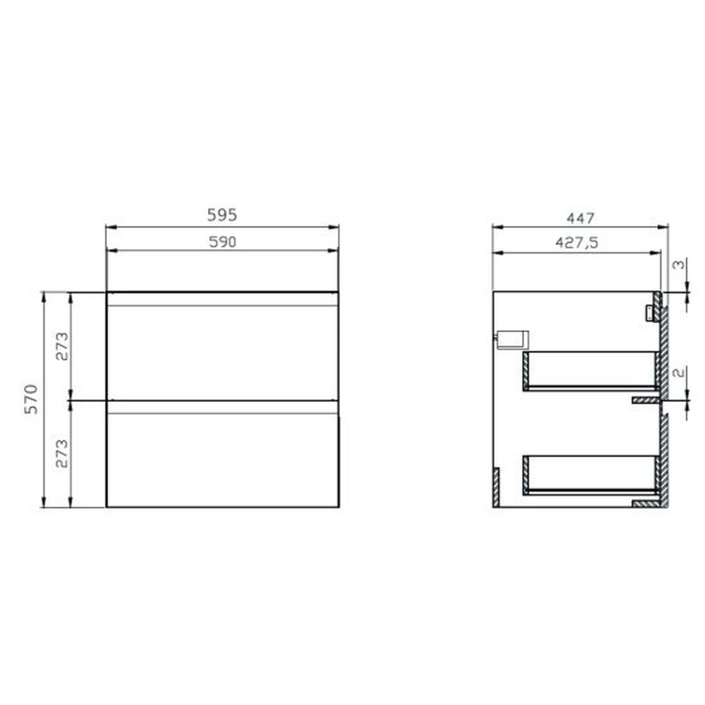 Set mobilier baie pentru lavoar, 2 sertare, blat inclus, polite prosop, alb-stejar, 80 cm, Cersanit Moduo [3]