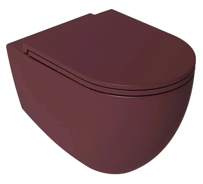 Set vas WC suspendat bordo rimless Sapho Infinity cu rezervor încastrat Isvea și clapetă bordo mat [2]