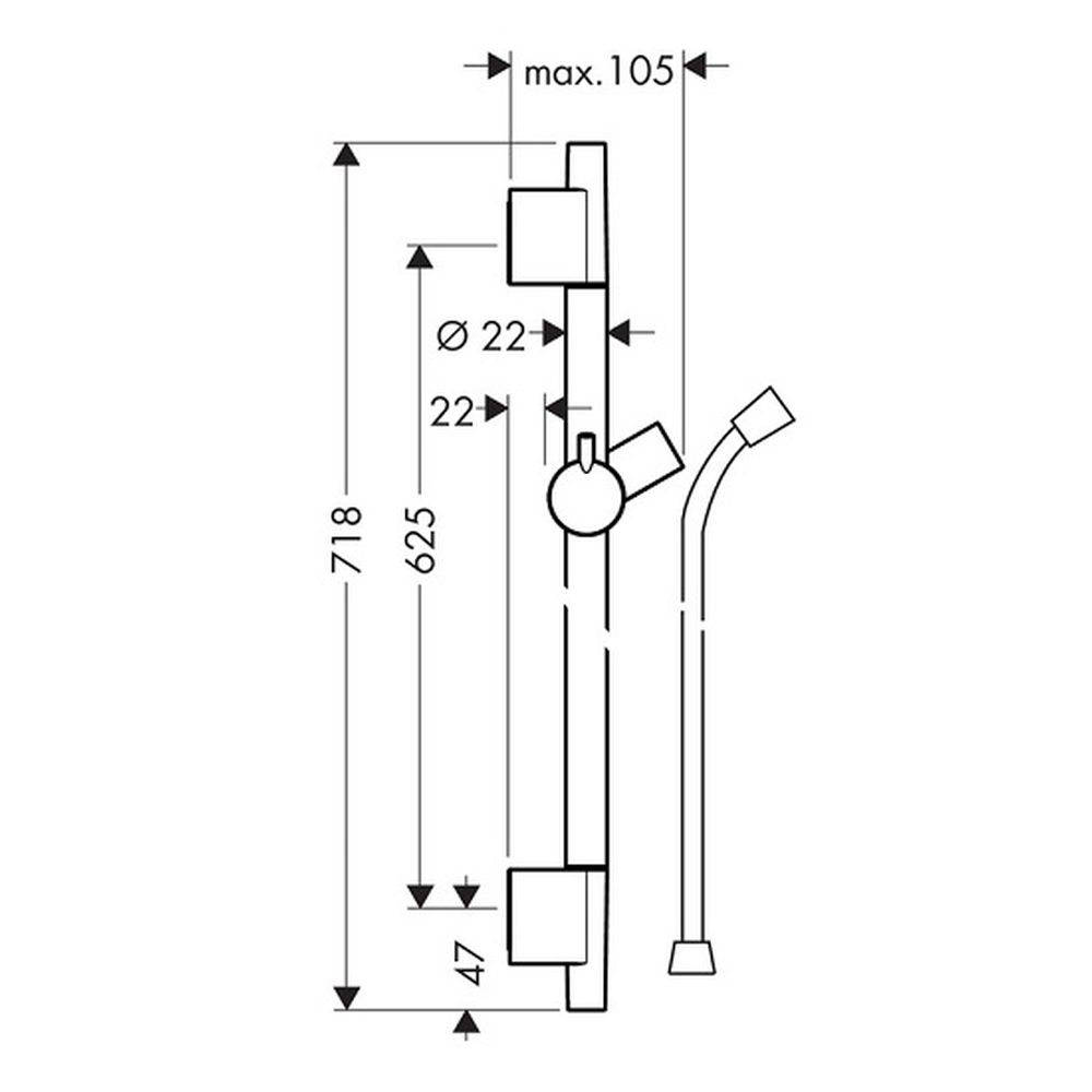 Bara dus cu furtun 65 cm inclus culoare negru mat Hansgrohe, Unica S Puro [2]