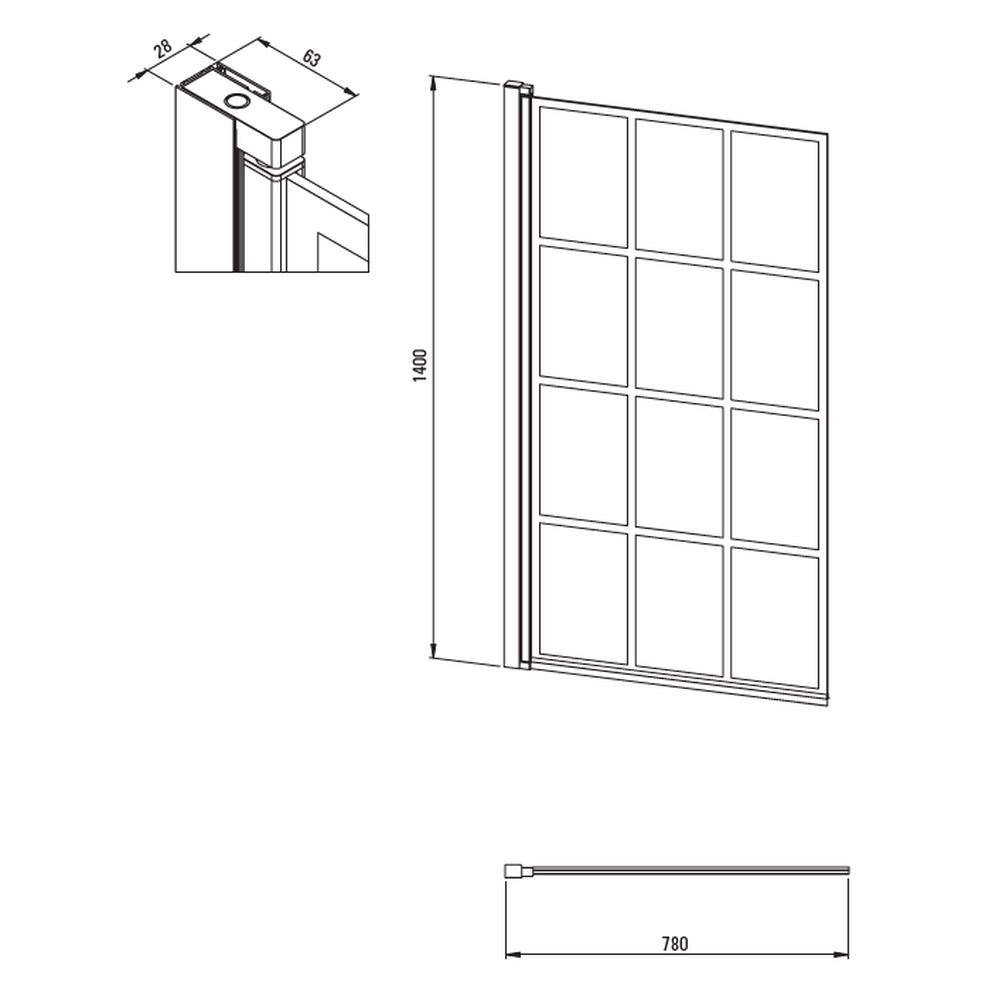 Paravan pentru cada cu rama neagra si usa batanta, 78x140 cm Deante Jasmin [3]