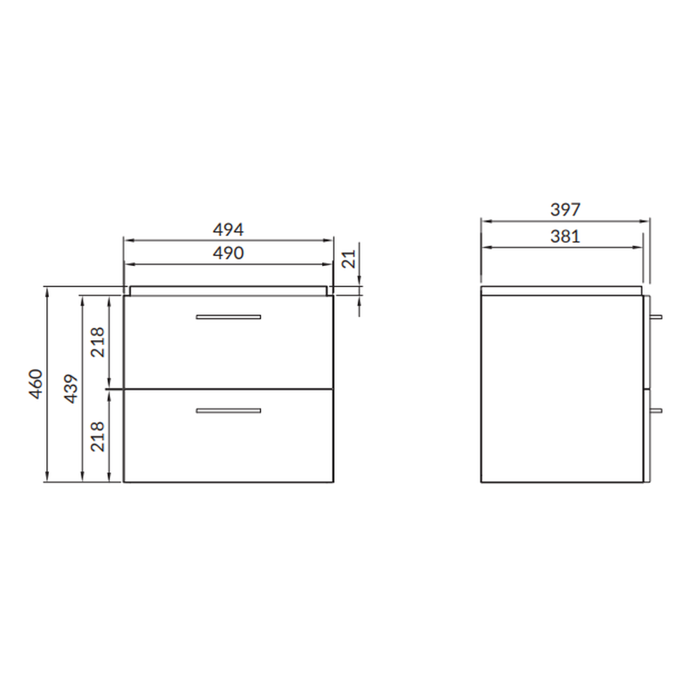 Set dulap baie suspendat 2 sertare Lara cu lavoar Como inclus, 50 cm, nuc [3]