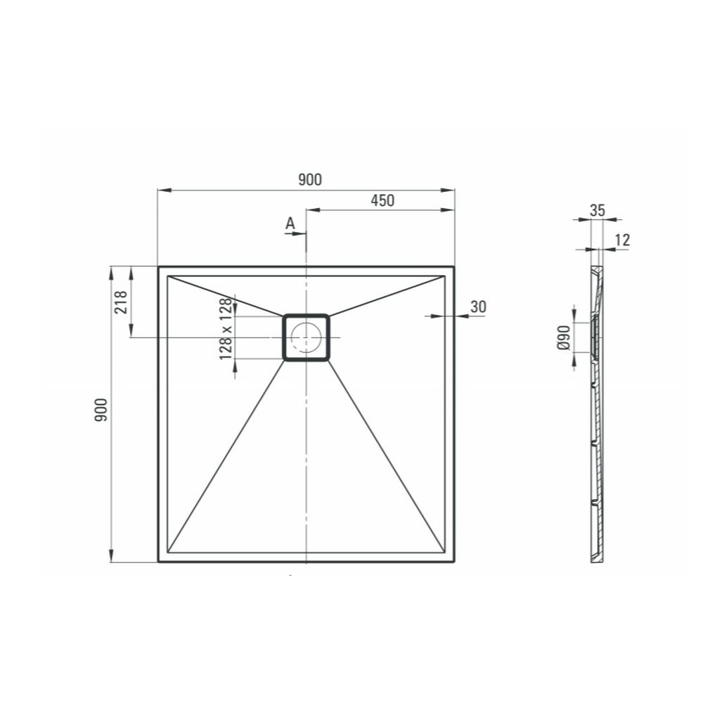 Set cabina dus neagra cu usa culisanta 90x90 cm, cadita dus compozit Deante, plus lavoar rotund sticla neagra [3]