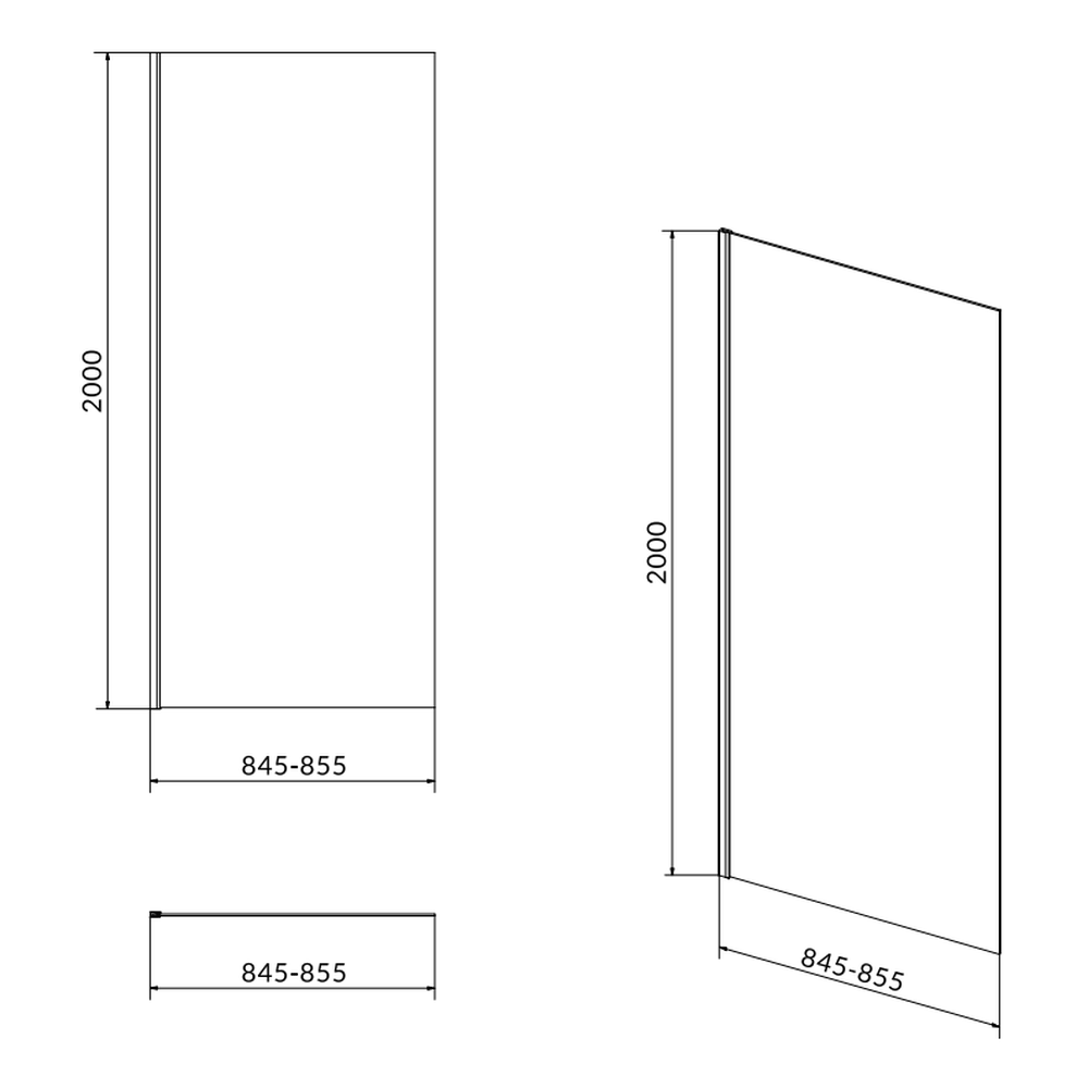 Perete lateral fix 90x200 cm Cersanit Crea profil crom [2]