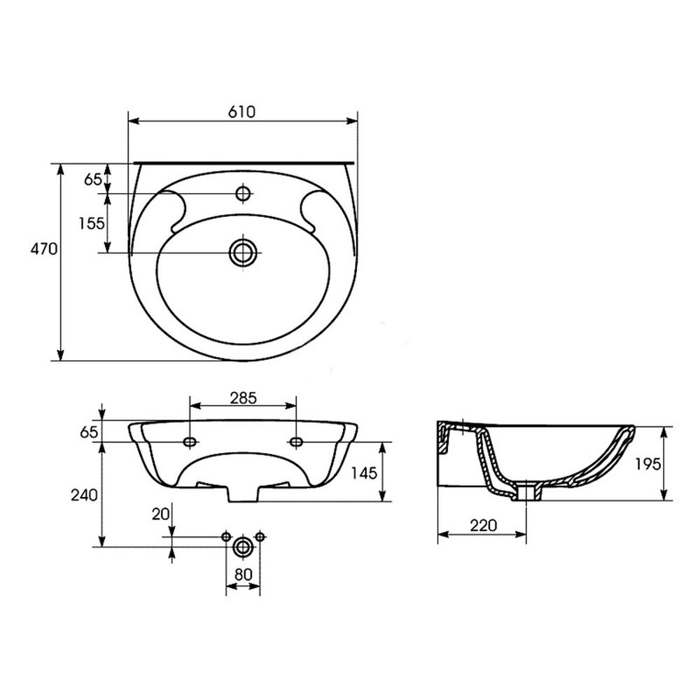 Lavoar baie suspendat alb Cersanit, Roma [3]