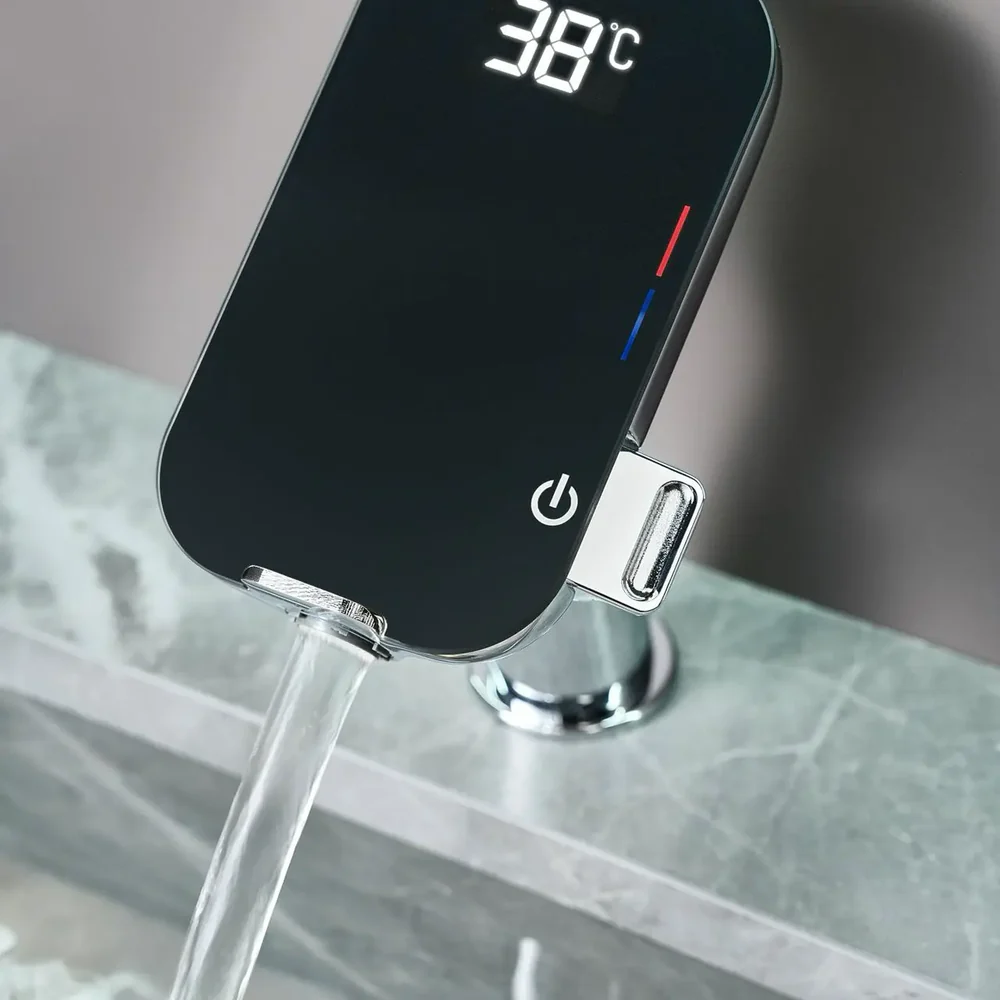 Baterie de baie cu afișaj digital al temperaturii și suport pentru telefon crom, Form Digital [2]