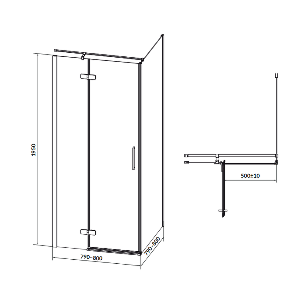 Cabina de dus patrata 80x80 cm Cersanit Jota, negru mat cu usa batanta stanga [2]