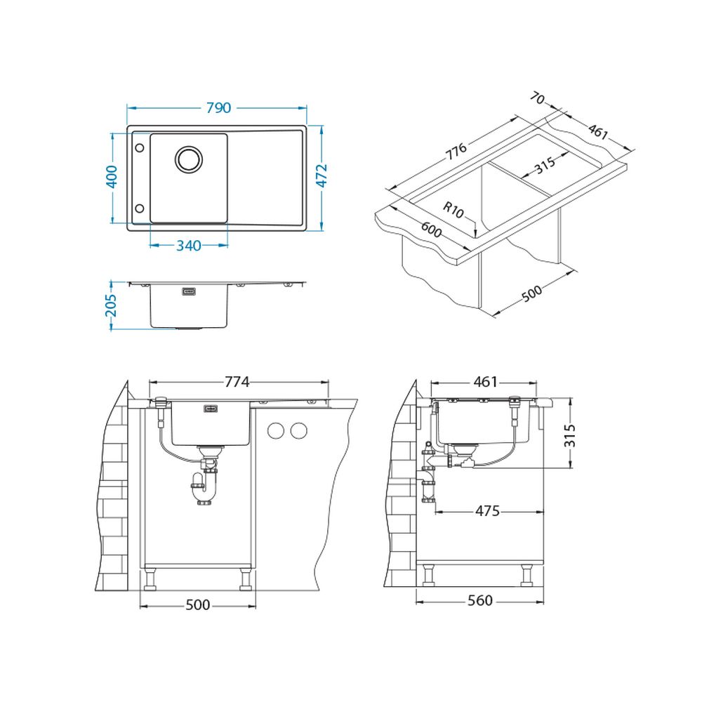 Chiuveta bucatarie inox cu picurator, cuva stanga Alveus Stricto 10 [3]