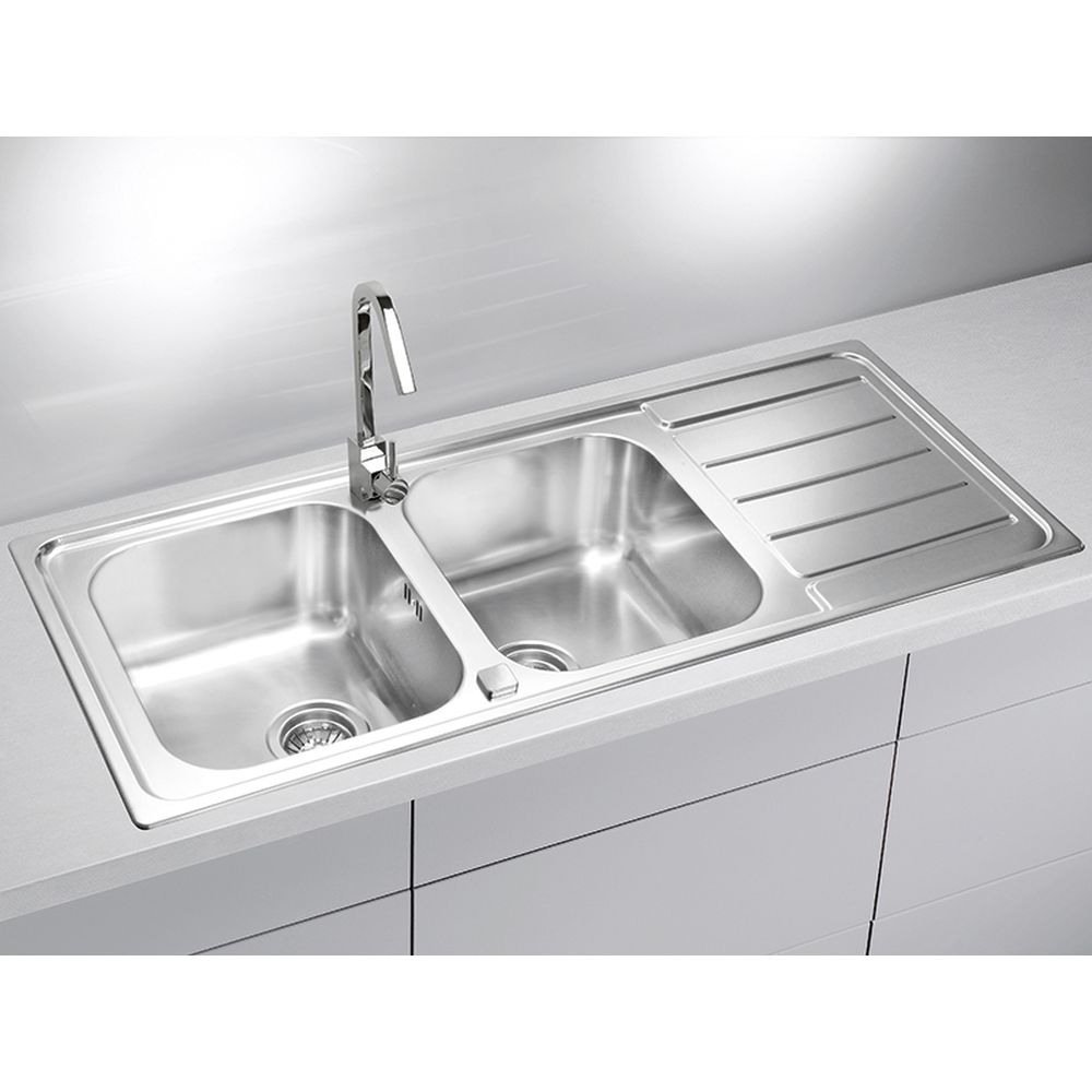 Chiuveta bucatarie inox cu doua cuve si picurator Alveus Line 100 [2]