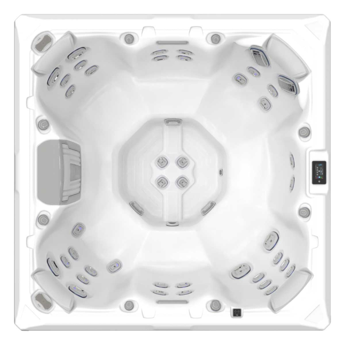 Minipiscina jacuzzi 7 persoane, alb-lucios, 46 jeturi, 215 x 215 cm,  WiFi, Gecko IN.YE-3, sistem In-line WIS,  scara SMART-IN STEP PEAKLIFE, Wellis Mandala Life Premium Plus [2]