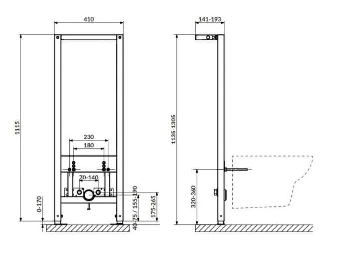 Cadru fixare bideu suspendat, Cersanit Aqua [3]